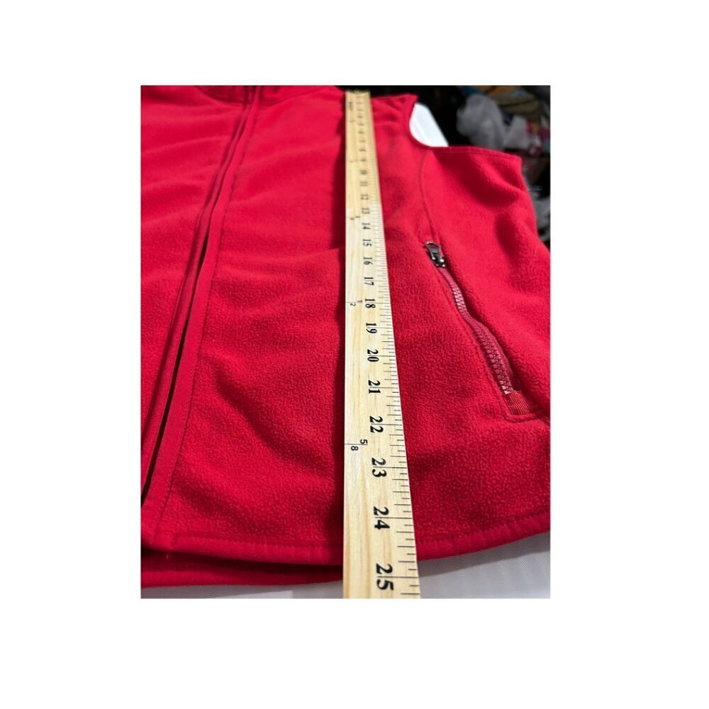 Lands' End Women's Size L Zip-Front Fleece Vest Long Red - Picture 8 of 10